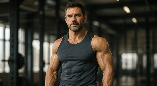 Muscular man in a dark tank top 